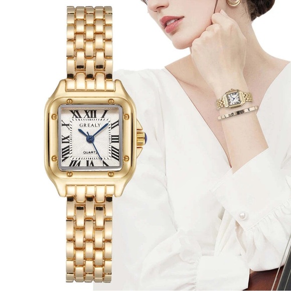 Panthere Classic Rectangle Stainless Steel
Gold Watch main image 10